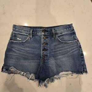 Abercrombie & Fitch Blue Jean Shorts with Frayed Hem